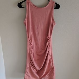 Boutique bunched side mini dress peach/coral